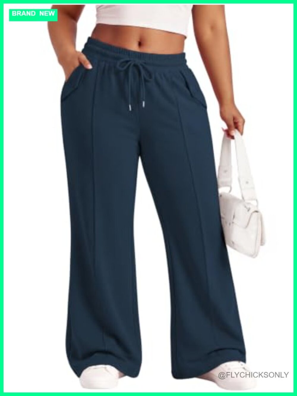 Plus Size Wide Leg Sweatpants with Pockets High Waist